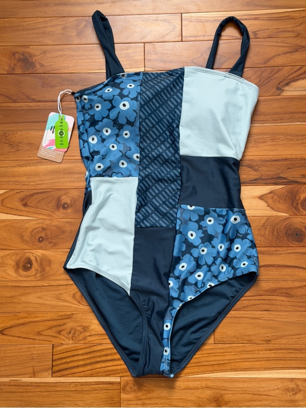 Reef One-Piece Swimsuit in Blue Patchwork Floral